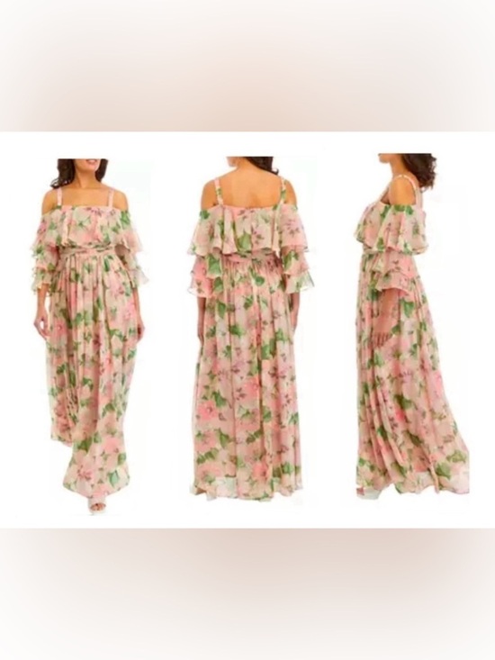 Taylor Dresses & Skirts - Taylor Off the Shoulder Solid Organza Fit and Flare Dress Size 10